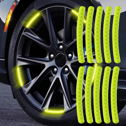 Reflective Wheel Rim Stickers, Yellow, 20 Pieces, Safety Visibility Enhancement for Car Motorcycle Bicycle