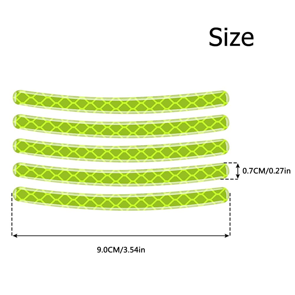 Reflective Wheel Rim Stickers, Yellow, 20 Pieces, Safety Visibility Enhancement for Car Motorcycle Bicycle