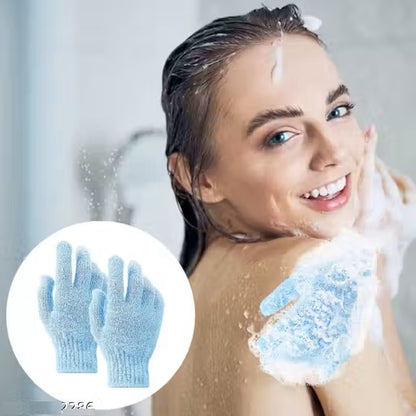 Exfoliating Bath Gloves, Blue, Shower Scrubbing Gloves for Body Cleansing 1Pair
