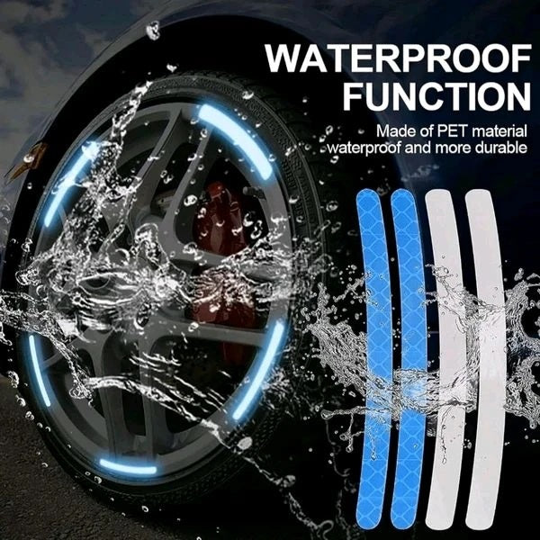 3D Reflective Wheel Tire Rim Stripes Stickers Decals for Car | Motorcycle & Bicycle - Night Safety Decoration for Automotive(20 Pcs) (Blue)