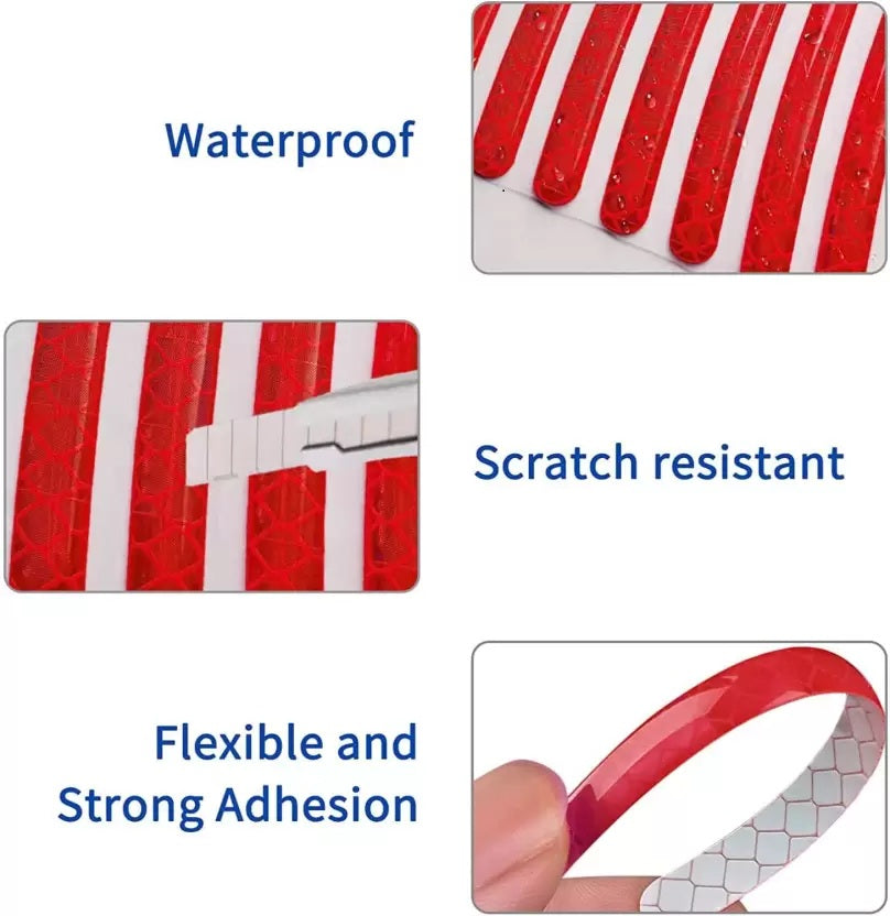 3D Reflective Wheel Tire Rim Stripes Stickers Decals for Car | Motorcycle & Bicycle - Night Safety Decoration for Automotive(20 Pcs) (Red)