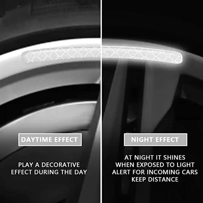 3D Reflective Wheel Tire Rim Stripes Stickers Decals for Car | Motorcycle & Bicycle - Night Safety Decoration for Automotive(20 Pcs) (White)