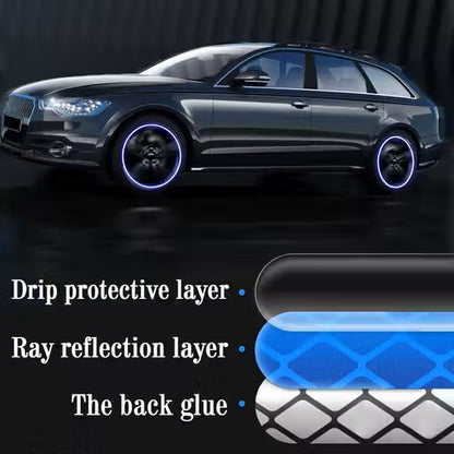 3D Reflective Wheel Tire Rim Stripes Stickers Decals for Car | Motorcycle & Bicycle - Night Safety Decoration for Automotive(20 Pcs) (Blue)