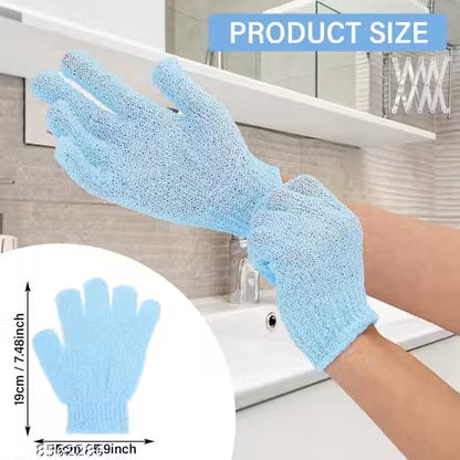Exfoliating Bath Gloves, Blue, Shower Scrubbing Gloves for Body Cleansing 1Pair
