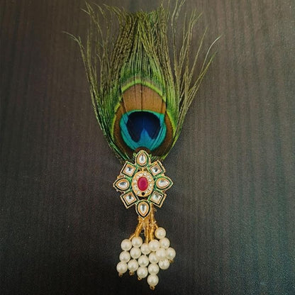 Crystal Rhinestone Brooch Pin with Pearl Beads and Gold Chain Drapes, Vintage Style