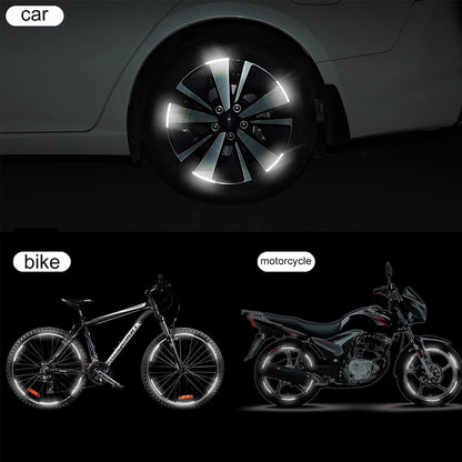 3D Reflective Wheel Tire Rim Stripes Stickers Decals for Car | Motorcycle & Bicycle - Night Safety Decoration for Automotive(20 Pcs) (White)