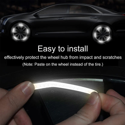 3D Reflective Wheel Tire Rim Stripes Stickers Decals for Car | Motorcycle & Bicycle - Night Safety Decoration for Automotive(20 Pcs) (White)