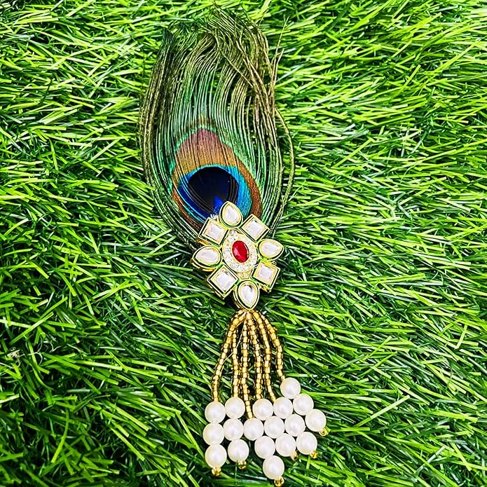 Crystal Rhinestone Brooch Pin with Pearl Beads and Gold Chain Drapes, Vintage Style