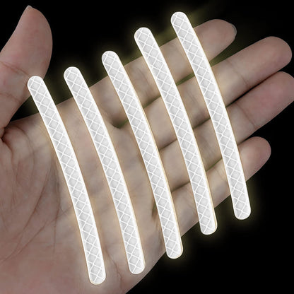 3D Reflective Wheel Tire Rim Stripes Stickers Decals for Car | Motorcycle & Bicycle - Night Safety Decoration for Automotive(20 Pcs) (White)