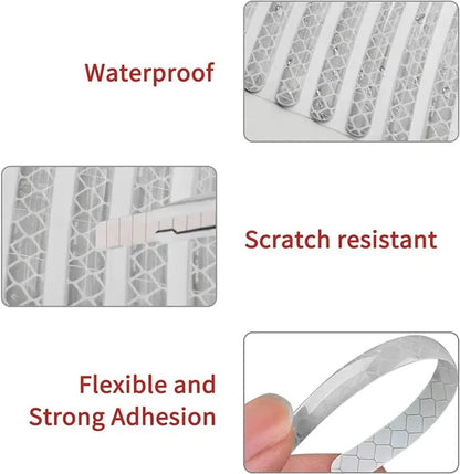 3D Reflective Wheel Tire Rim Stripes Stickers Decals for Car | Motorcycle & Bicycle - Night Safety Decoration for Automotive(20 Pcs) (White)