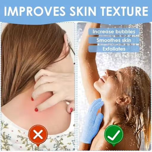 Exfoliating Bath Gloves, Blue, Shower Scrubbing Gloves for Body Cleansing 1Pair