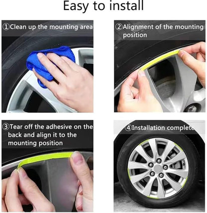 Reflective Wheel Rim Stickers, Yellow, 20 Pieces, Safety Visibility Enhancement for Car Motorcycle Bicycle