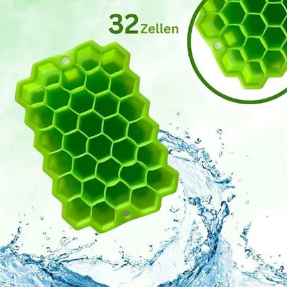Honeycomb Ice Cube Tray with Lid, 37 Hexagonal Cubes, Silicone Mould, 1Pcs Assorted Color