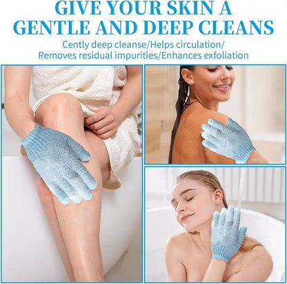 Exfoliating Bath Gloves, Blue, Shower Scrubbing Gloves for Body Cleansing 1Pair