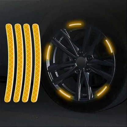 3D Reflective Wheel Tire Rim Stripes Stickers Decals for Car | Motorcycle & Bicycle - Night Safety Decoration for Automotive(20 Pcs) (Orange)