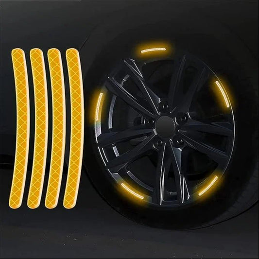 3D Reflective Wheel Tire Rim Stripes Stickers Decals for Car | Motorcycle & Bicycle - Night Safety Decoration for Automotive(20 Pcs) (Orange)