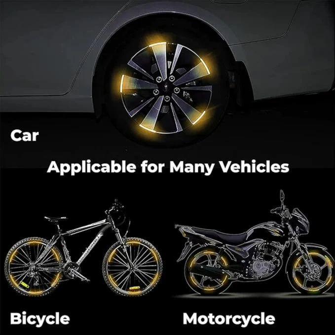 3D Reflective Wheel Tire Rim Stripes Stickers Decals for Car | Motorcycle & Bicycle - Night Safety Decoration for Automotive(20 Pcs) (Orange)