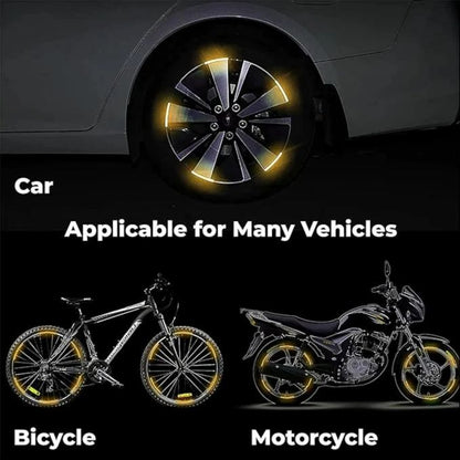 3D Reflective Wheel Tire Rim Stripes Stickers Decals for Car | Motorcycle & Bicycle - Night Safety Decoration for Automotive(20 Pcs) (Orange)