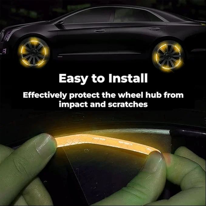 3D Reflective Wheel Tire Rim Stripes Stickers Decals for Car | Motorcycle & Bicycle - Night Safety Decoration for Automotive(20 Pcs) (Orange)